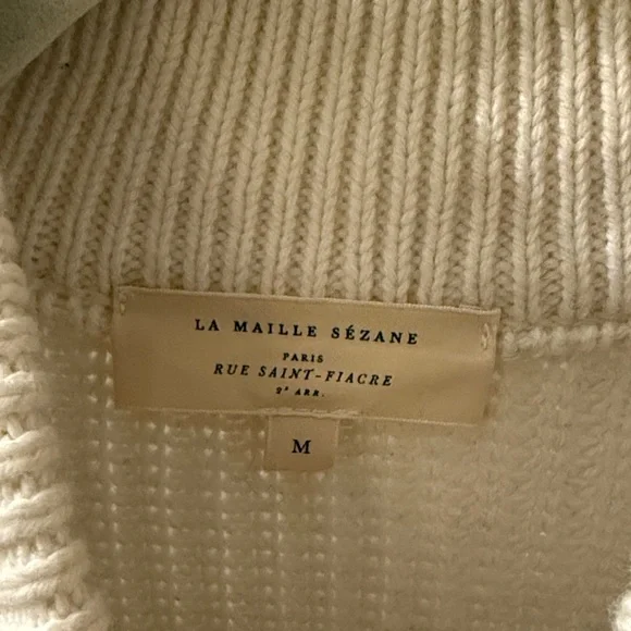 Sezane Lucas Cream and Blue Striped Sweater - Picture 2 of 6